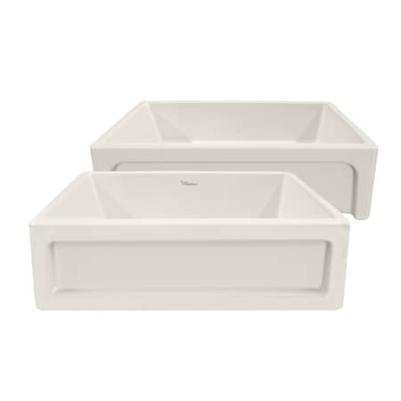 Whitehaus 33" Rvrsbl Kitchen Sink W/ Shaker Design Front Apron On One Side, Bsct WHQ5550-BISCUIT
